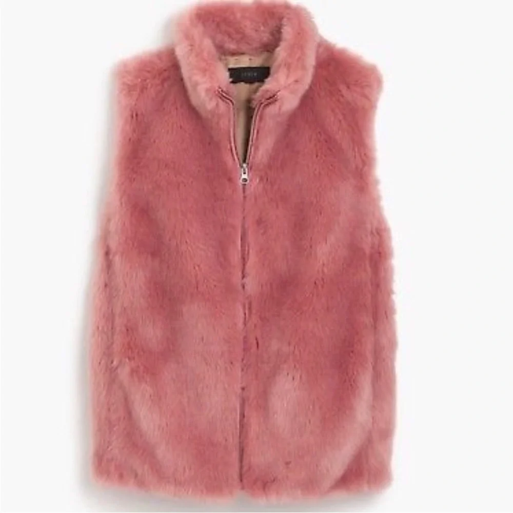 J. Crew Women's Faux Fur Vest Pink New Size Small